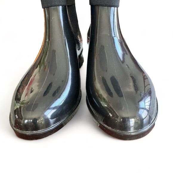 Juicy Couture Tarain Ankle Chelsea Rain Boots Solid Black Pull-On Sz 7 - Picture 3 of 12